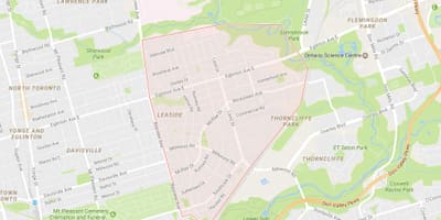 Bản đồ của Leaside khu phố Toronto