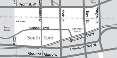 Bản đồ của Nam Lõi Toronto