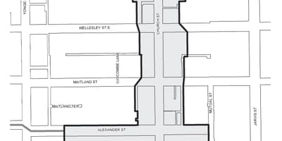 Bản đồ của nhà Thờ-Queen Làng kinh doanh Cải thiện khu Vực Toronto