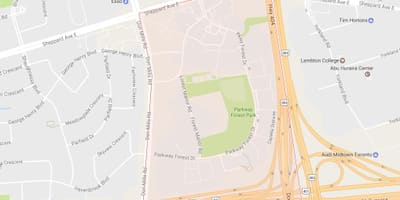 Bản đồ của Parkway Rừng khu phố Toronto