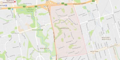 Bản đồ của Parkwoods khu phố Toronto