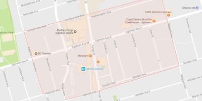 Bản đồ của Rượu và Đây khu phố Toronto