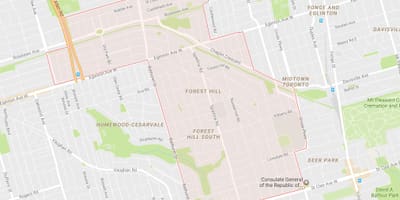 Bản đồ của Rừng Đồi khu phố Toronto