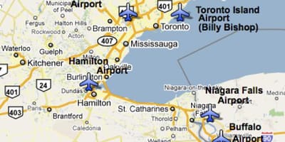 Bản đồ của Sân bay gần Toronto