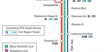 Bản đồ của TÔI 24 Victoria Park tuyến xe buýt Toronto