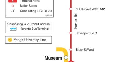 Bản đồ của TÔI 5 Avenue Thứ tuyến xe buýt Toronto