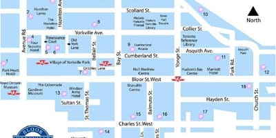 Bản đồ của Thường Yorkville tàu điện ngầm