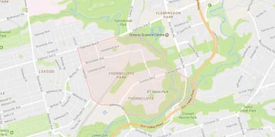 Bản đồ của Thorncliffe Park khu phố Toronto
