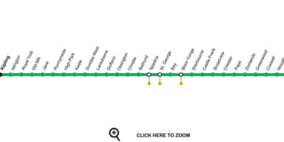 Bản đồ của Toronto đường tàu điện ngầm 2 High-Danforth