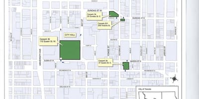 Bản đồ của Toronto City Hall bãi đậu xe