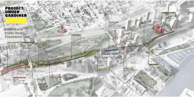 Bản đồ của Toronto dự án dưới gardiner