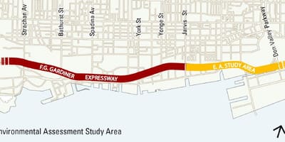Bản đồ của Toronto gardiner đường cao tốc