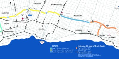 Bản đồ của Toronto đường cao tốc 407