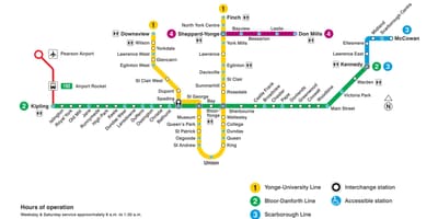 Bản đồ của Toronto TÔI tàu điện ngầm