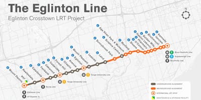 Bản đồ của Toronto tàu điện ngầm Đây dòng dự án