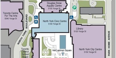 Bản đồ của Toronto trung Tâm cho các nghệ Thuật bãi đậu xe