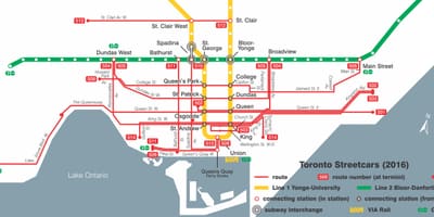 Bản đồ của Toronto xe điện hệ thống
