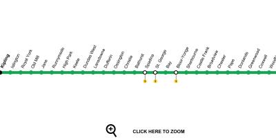 Bản đồ của Toronto đường tàu điện ngầm 2 High-Danforth
