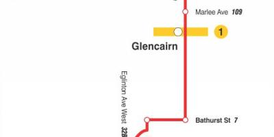 Bản đồ của TÔI 14 Glencairn tuyến xe buýt Toronto