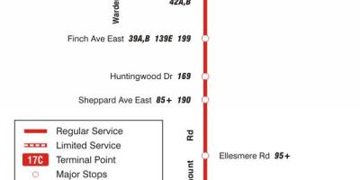 Bản đồ của TÔI 17 Birchmount tuyến xe buýt Toronto