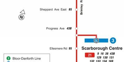 Bản đồ của TÔI 21 Brimley tuyến xe buýt Toronto