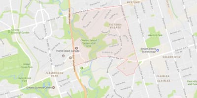 Bản đồ của Victoria Làng khu phố Toronto