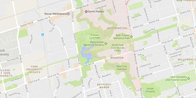Bản đồ của Westminster–Branson khu phố Toronto
